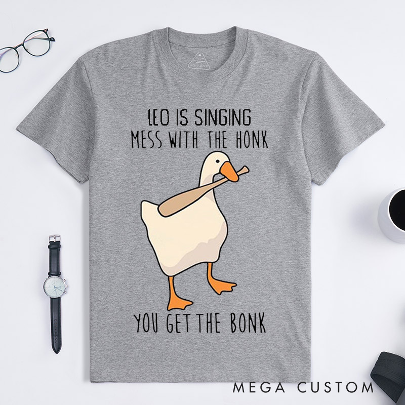 Personalized Funny Goose Singing Unisex Classic T-Shirts Unique Funny Animal Meme Shirt Custom Music Lover Animal Lover Gift for Men Women Trendy Tee