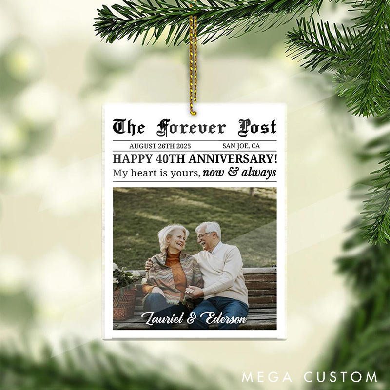 Personalized Couple Anniversary Ornament The Love Gazette Forever Post Design Anniversary Ornament Couple Acrylic 2D Flat Ornament