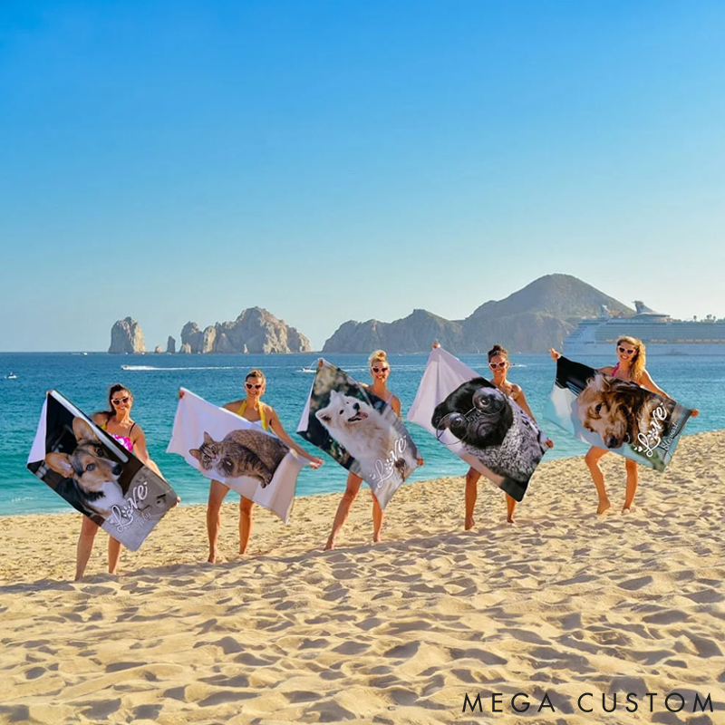 Personalized Pet Lover Pet Photo Quick Dry Beach Towel