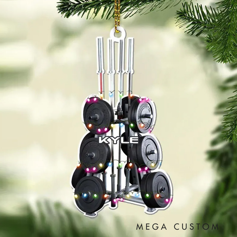 Personalized Fitness Barbell Machine Christmas Tree Fitness Gym Xmas Ornament Gift for Gym Lover