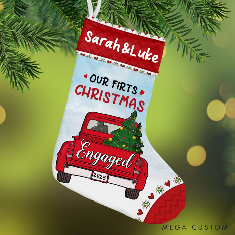 Personalized Our First Christmas Engaged Stockings Christmas Gift for New Couple