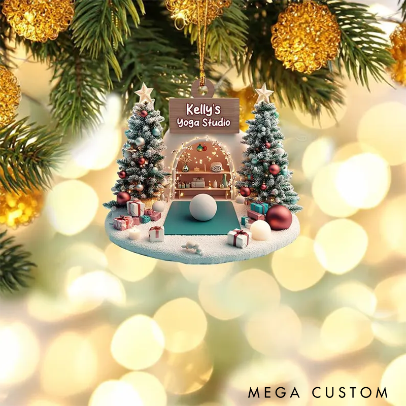 Personalized Yoga Studio Ornament Festive Mini Yoga Scene Yoga Room Ornament Perfect Christmas Decor for Yoga Lover