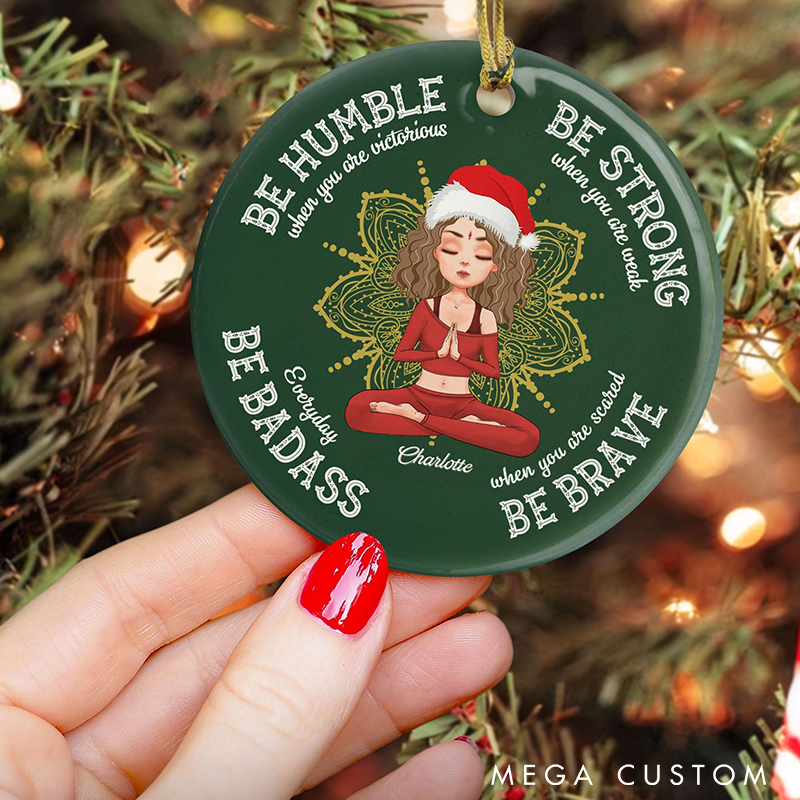 Personalized Yoga Ornament with Inspiring Quotes and Meditating Design Christmas Ornament Gift for Yoga Lover