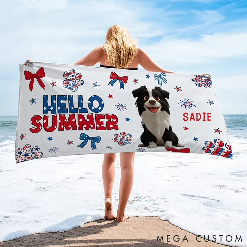 Personalized Dog Lover Just a Girl Loves Her Dog Cartoon Beach Towel