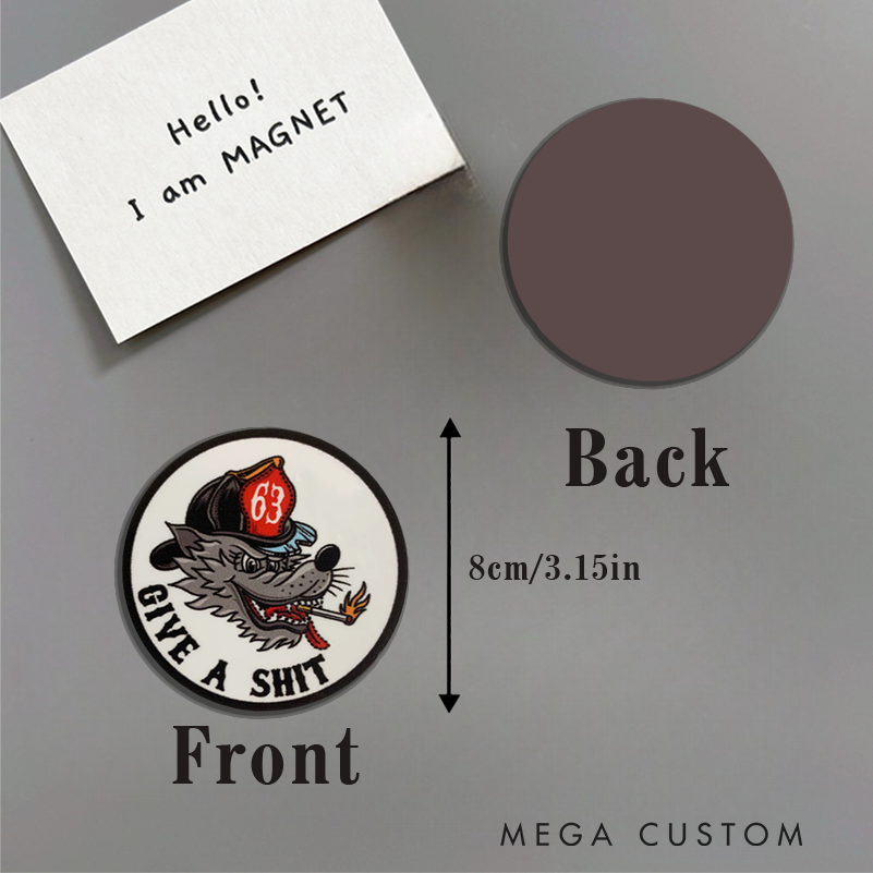 Personalized Firefighter Wolf Design Magnetic Fridge Sticker Gift for Firefighters