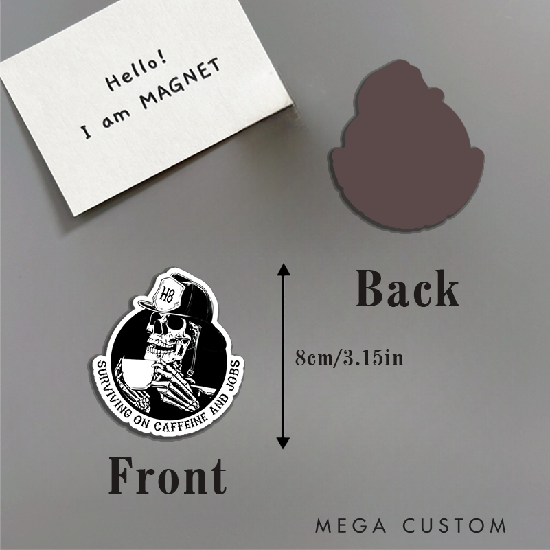 Personalized Firefighter Skeleton Design Magnetic Fridge Sticker Gift for Firefighters