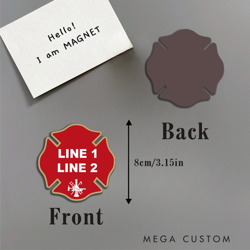 Personalized Firefighter Maltese Cross Design Magnetic Fridge Sticker Gift for Firefighters