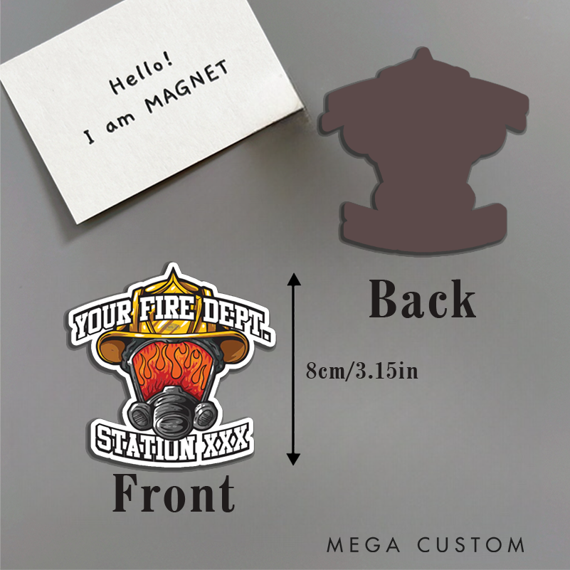 Personalized Firefighter Helmet Design Magnetic Fridge Sticker Gift for Firefighters
