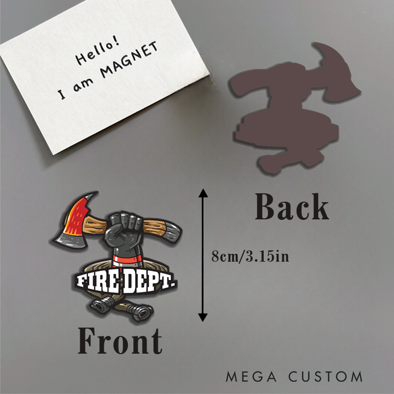 Personalized Firefighter Axe and Hose Design Magnetic Fridge Sticker Gift for Firefighters
