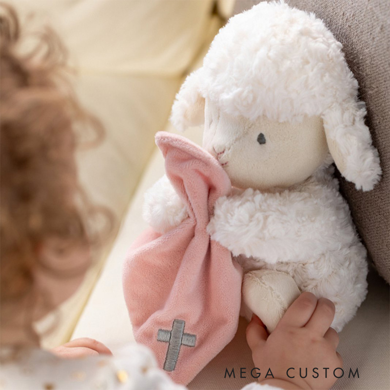 Personalized Jesus Loves me Little Lamb with Name Religious Gift Birthday Gift for Boys and Girls