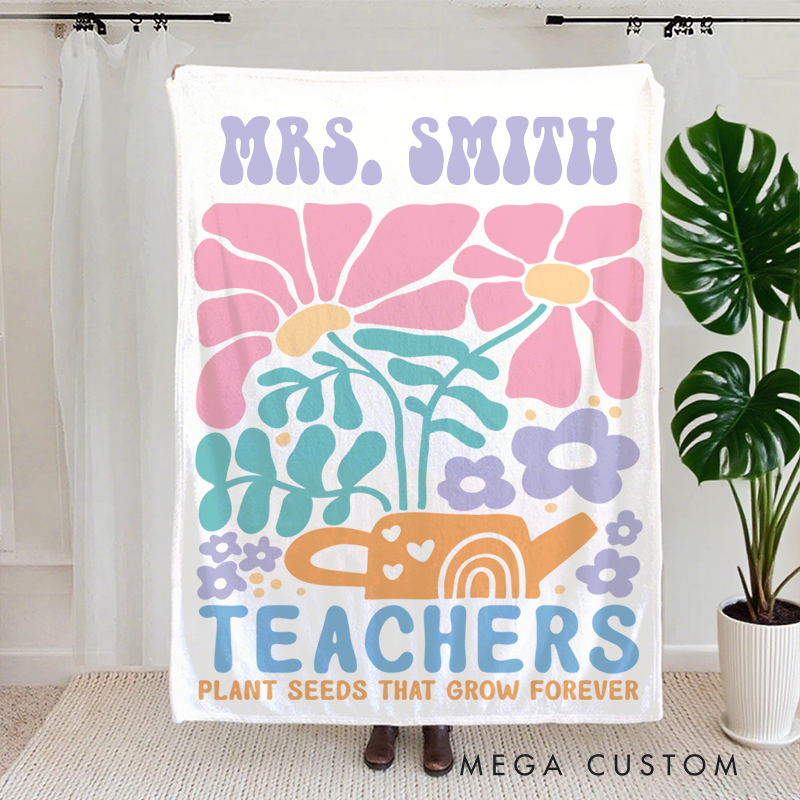 Personalized Teacher Name Blanket Cute Design Teacher Blanket Gift for Teacher