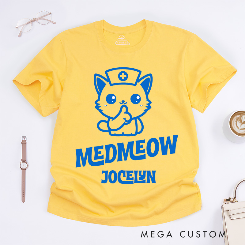 Personalized Nurse T-Shirts MedMeow Nurse Cat Fashion Design T-Shirts