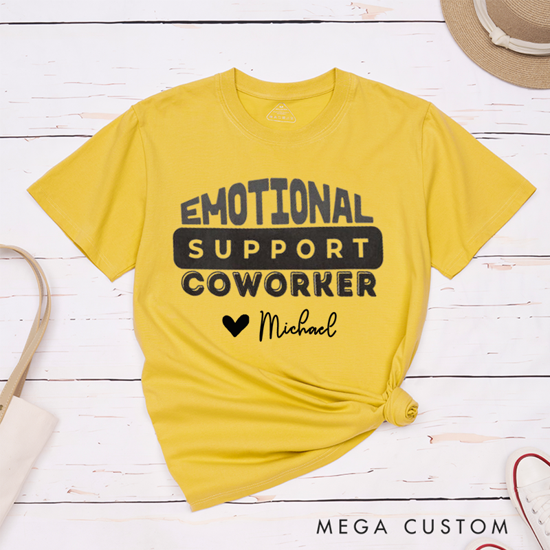 Bold Typography T-Shirt – Emotional Support Coworker Custom Name Design