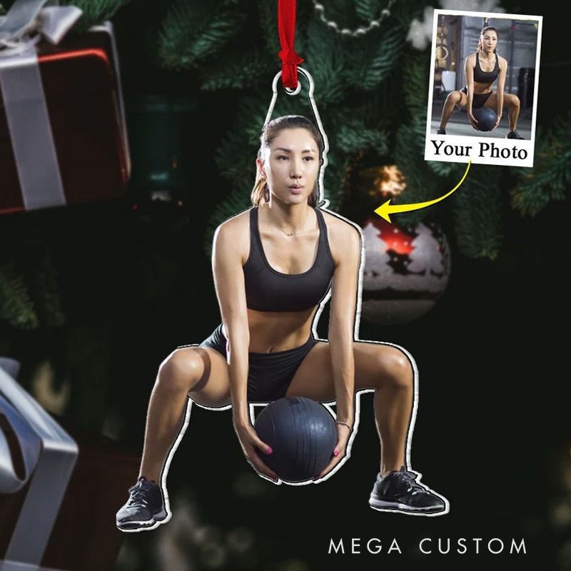 Personalized Fitness Christmas Ornament Gift with Custom Photo for Fitness Enthusiasts Bodybuilders and Gym Lovers