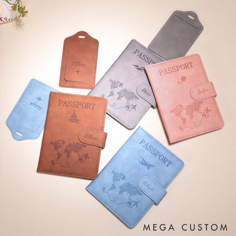 Personalized Passport Holder and Luggage Tag Pattern with Name for Travel Lovers