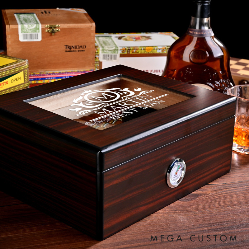 Personalized Groomsman Cigar Humidor Custom Groomsman Gift Cigar Box Groom Wedding Favors Cigar Holder Groomsmen Gift Best Man Gift