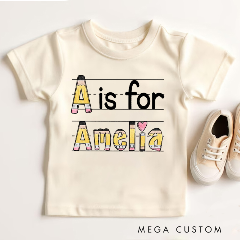 Personalized Name Pencil Toddler T-Shirt Kids Back To School Gift Kids Shirt Pencil Design
