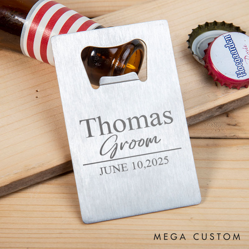 Personalized Groomsman Credit Card Bottle Opener Engraved Groom Credit Card Opener Groomsman Gift Opener Wedding Party Favors Opener for Men