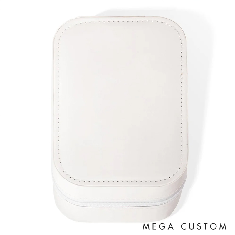 Personalized Portable Leather Travel Jewelry Box with  Birth Flower Name and LED Makeup Mirror Birthday Gift for Women