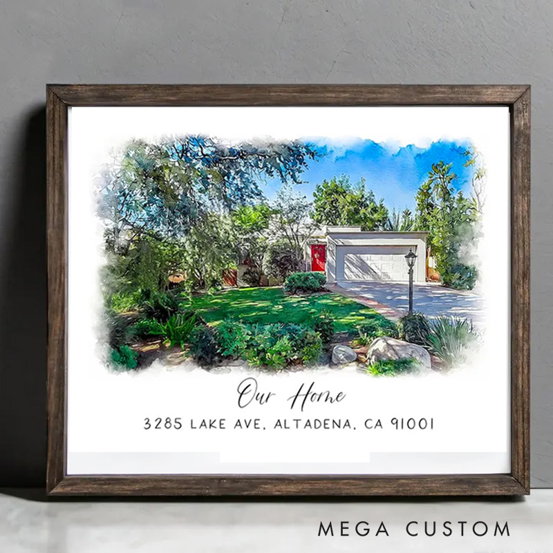 Personalized Home Portrait House Painting Housewarming Gift Our First Home Sign Home Sweet Home Sign Watercolor Home House Portrait Realtor Gift