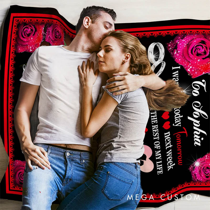 Personalized Couple You Are My Life Blanket with Name Couple Roses Love Letter Blanket Valentine's Day Gift for Husband Wife Hubby Wifey Home Decor