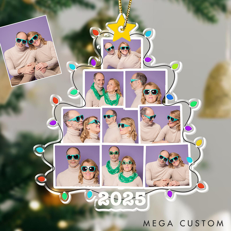 Personalized Couple Christmas Tree Photo Ornament Custom Couple Holiday Gift Christmas Acrylic Ornament For Couple Wife Husband Ornament