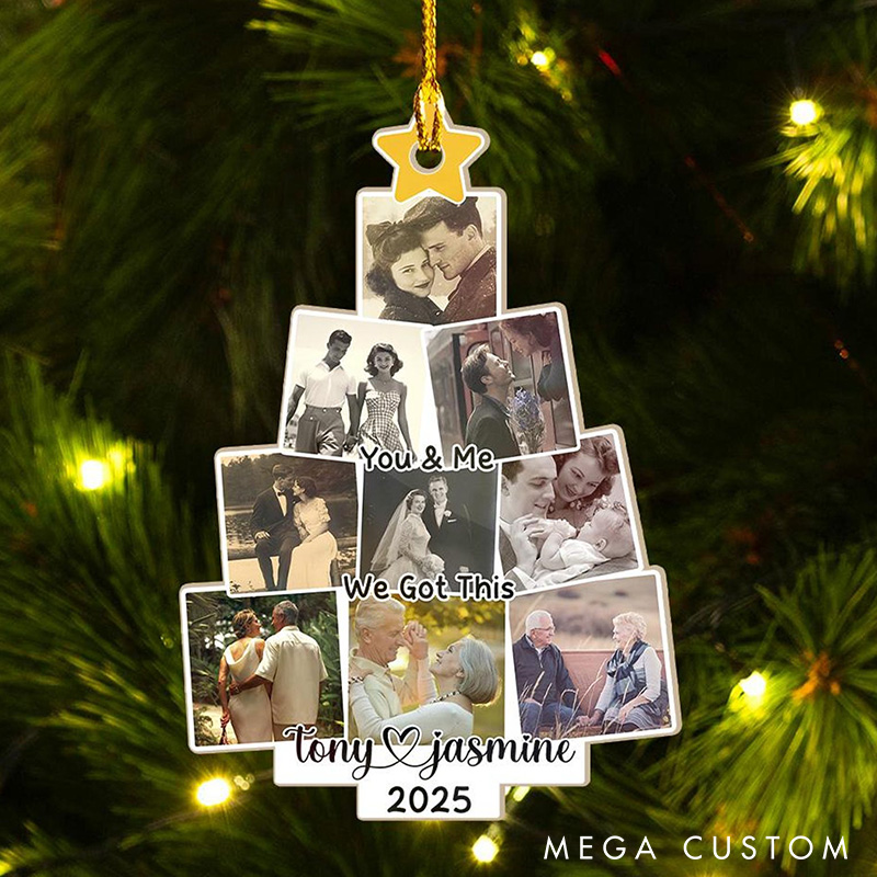 Personalized You and Me Photo Christmas Tree Ornament Custom Couple 2025 Xmas Ornament Acrylic Husband Wife Memory Ornament