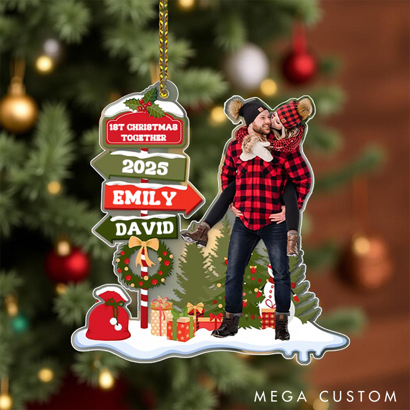 Personalized 1st Christmas Together Ornament Custom Couple Anniversary Ornament Acrylic Holiday Ornament for Husband Wife Couple Christmas Gift