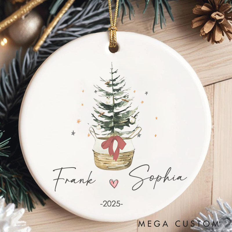 Personalized Rustic Christmas Tree Ornament Husband Wife 2025 Xmas Ornament Couple Holiday Keepsake Gift Couple Christmas Decor Ornament
