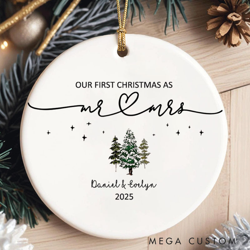 Personalized Our First Christmas as Mr. and Mrs. Ornament 2025 Newlywed Ornament Couple Christmas Ornament with Name Husband Wife Xmas Decor