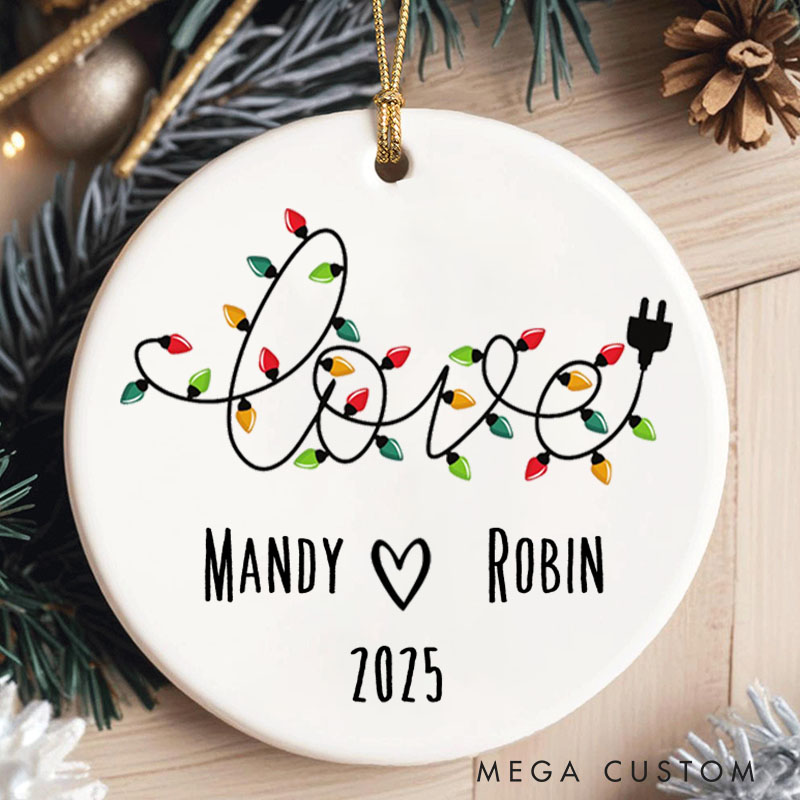 Personalized Love Lights Christmas Ornament Couple Christmas Love Lights Ornament with Name Husband Wife Xmas Ornament Gift