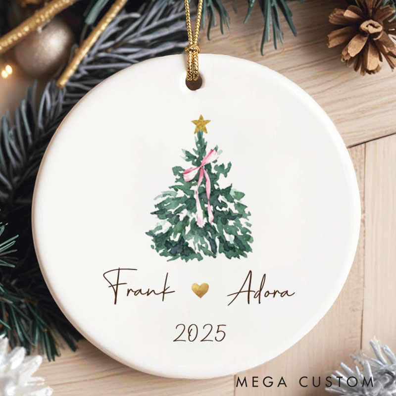 Personalized Christmas Tree Ornament Couple 2025 Holiday Keepsake Husband Wife Xmas Ornament Holiday Decor Gift for Couple