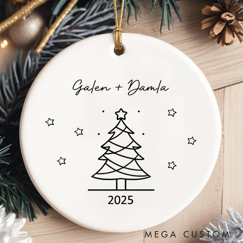 Personalized Minimalist Christmas Tree Ornament Couple 2025 Christmas Ornament Husband Wife Holiday Decor Ornament Boyfriend Girlfriend Gift