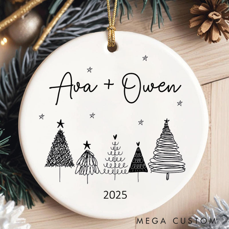 Personalized Minimalist Christmas Trees Ornament Couple 2025 Christmas Gift Husband Wife Holiday Ornament Gift Merry Christmas