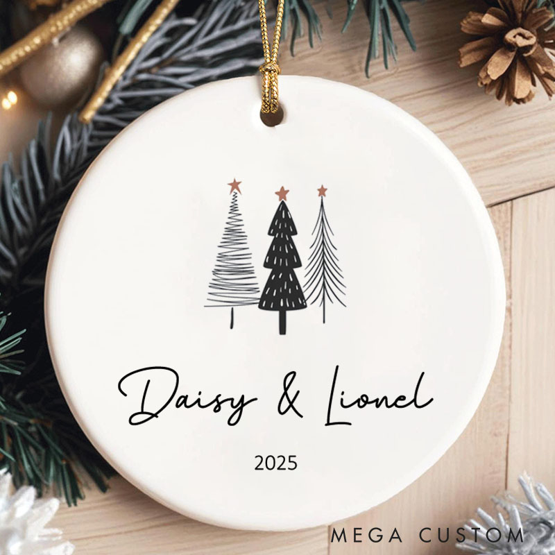Personalized Minimalist Christmas Trees Ornament Couple Modern 2025 Christmas Gift Ornament Husband Wife Holiday Ornament Gift Xmas Gift