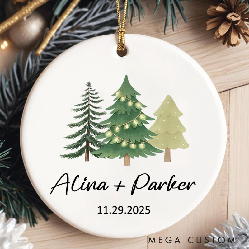 Personalized Trio of Christmas Trees Ornament Husband Wife Christmas Ornament Couple 2025 Christmas Keepsake Decor
