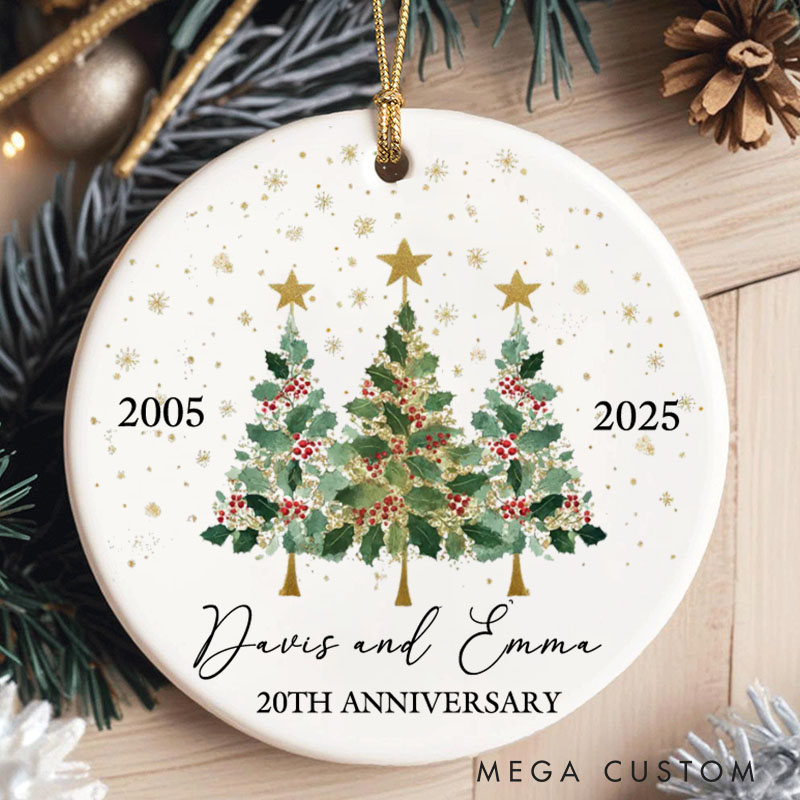 Personalized 30th Anniversary Ornament Couple Holly Christmas Trees Ornament 2025 Couple Anniversary Christmas Ornament Anniversary Gift