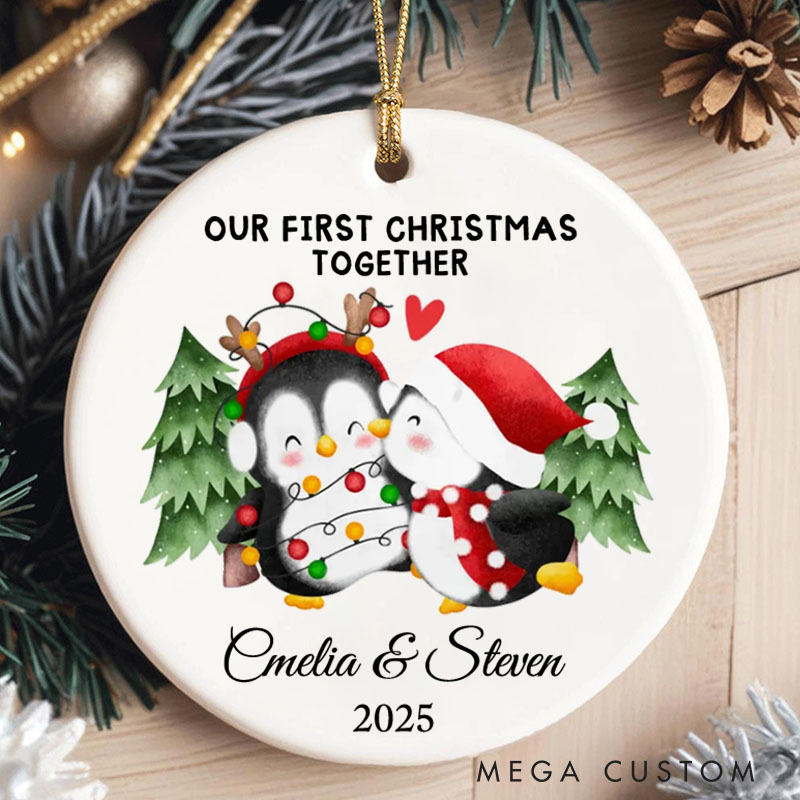 Personalized Our First Christmas Together Penguin Ornament 2025 Couple Penguin Christmas Ornament Husband Wife Anniversary Gift Ornament