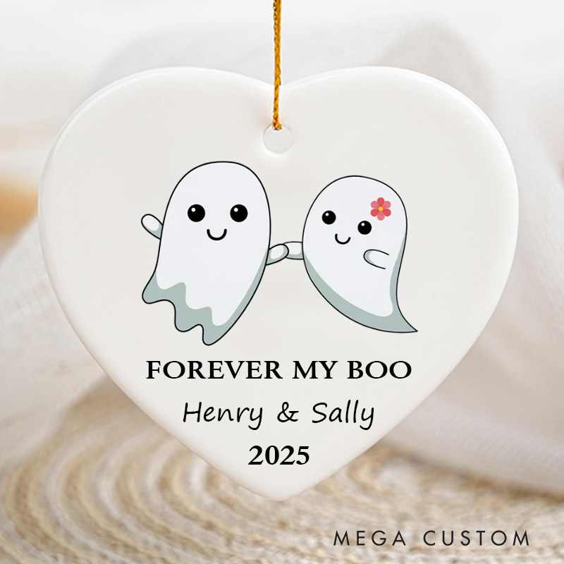 Personalized Forever My Boo Cute Ghost Couple Ornament Halloween Gift Decor for Husband Wife Cute Ghost Couple Holiday Gift