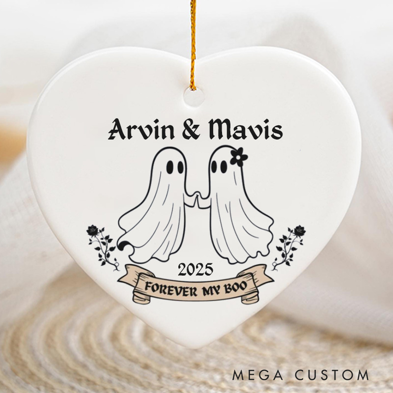 Personalized Forever My Boo Ghost Couple Ornament 2025 Halloween Ghost Ornament for Couple Husband Wife Anniversary Gift