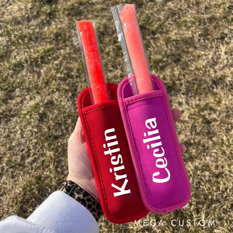 Personalized Multicolor Popsicle Holder with Name Summer Vacation Beach Party Gift for Kids