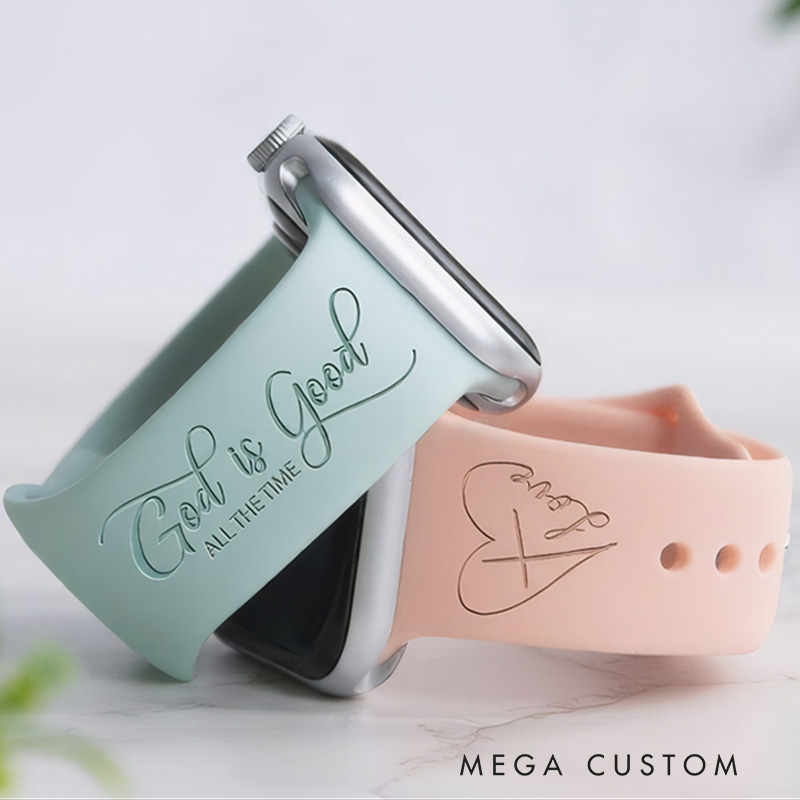 Personalized God is Good all the Time Silicone Watch Band for Apple Watch Religious Christian Gift for Her