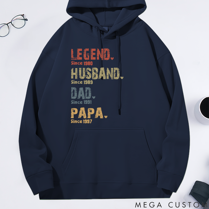 Personalized Legend Husband Dad and Papa Since Classic Hoodies Father's Day Birthday Gifts for Dad Grandpa