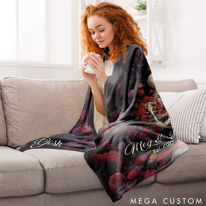 Personalized Couple Blanket Till Death Do Us Part Gothic Couple Anniversary Blanket Halloween Gift Blanket for Husband Wife