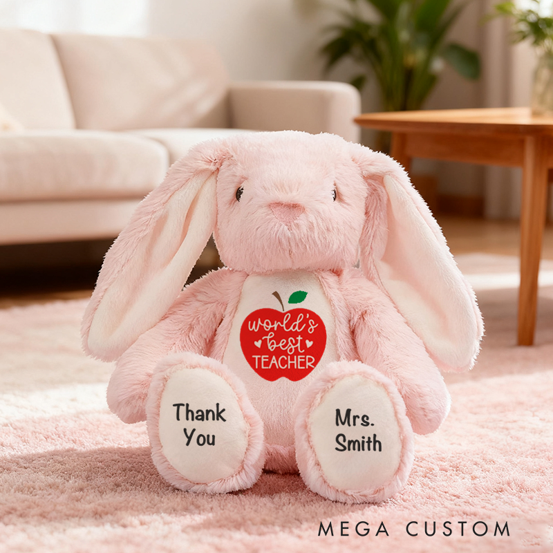 Personalized Teacher Bunny Soft Toy Stuffed AnimalGift Unique Gift for Teachers