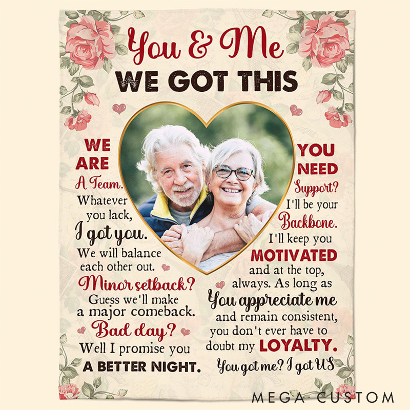 Personalized Couple Photo Blanket You and Me We Got This We're A Team Couple Anniversary Gift Blanket Husband Wife Blanket with Photo