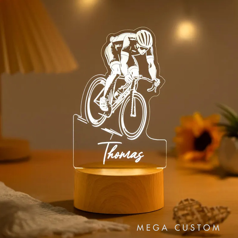 Personalized Road Bike Night Light Custom Name Bicycle Led Lamp Biker Birthday Gift Cyclist Bedroom Decor Cycling Sign