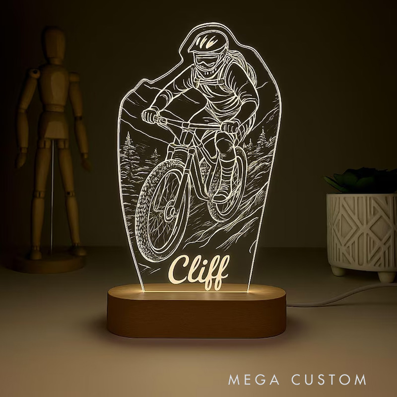 Personalized Extreme Rider Night Light Custom Name Bicycle Led Lamp Biker Birthday Gift Cyclist Bedroom Decor Cycling Sign