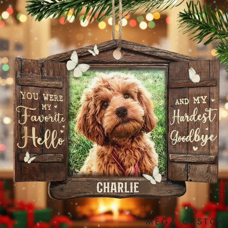 Personalized Pet Lover Custom Photo Hard to Say Goodbye Christmas Ornament