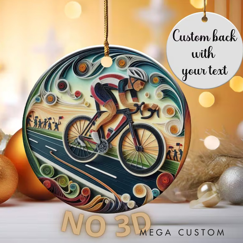 Personalized Elegant Ceramic Cyclist Ornament Holiday Bicycle Enthusiast Gift Unique Christmas Ornament Memory Cyclist Gift Idea